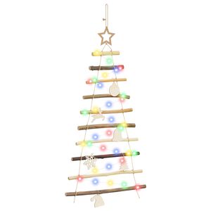 vidaXL H&auml;ngande julgran 90 cm 30 LED-lampor M&aring;ngf&auml;rgad Massivt asktr&auml;