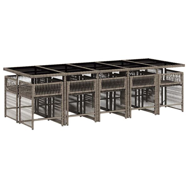 vidaXL Matgrupp f&ouml;r tr&auml;dg&aring;rden med dynor 11 delar gr&aring; konstrotting