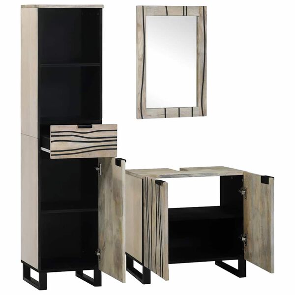 vidaXL Badrumsmöbelset med låda med hylla 3 pcs Vit Konstruerat trä