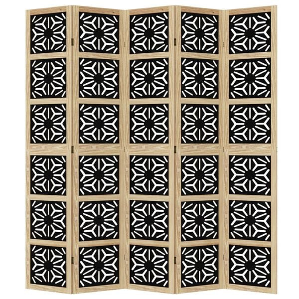 vidaXL Rumsavdelare 5 paneler brun och svart massivt kejsartr&auml;