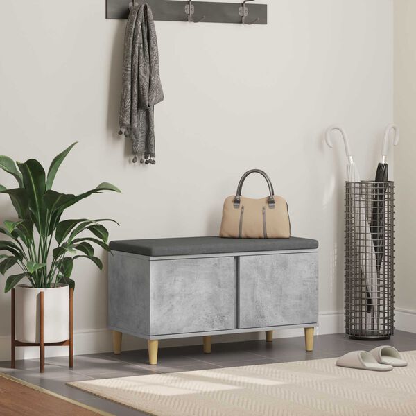 vidaXL Hallb&auml;nk med kudde med lagring Betonggr&aring; 80 x 38 x 46 cm