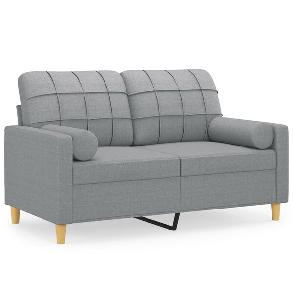 vidaXL 2-sits soffa med prydnadskuddar ljusgr&aring; 120 cm tyg