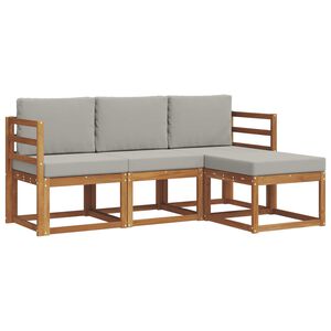 vidaXL Utomhussoffset med kudde 4 pcs Naturlig och Ljus Gr&aring;