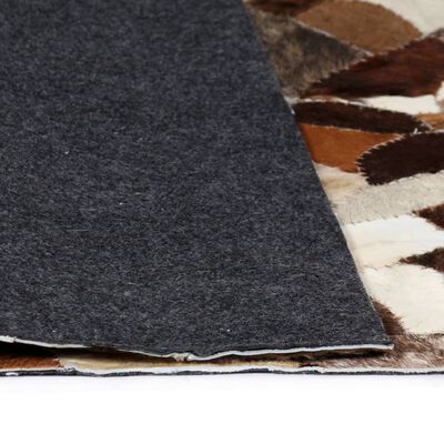 vidaXL Matta äkta läder lappad slumpmässig 80x150 cm brun/vit
