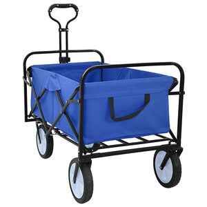 vidaXL Hopf&auml;llbar shoppingvagn med bromsar Bl&aring; 94 x 53 x 99 cm