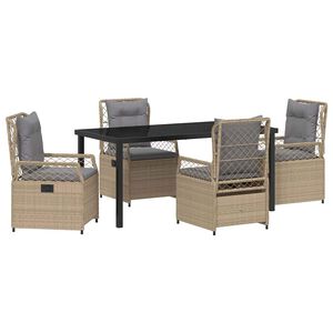 vidaXL Tr&auml;dg&aring;rdsm&ouml;belset 5 pcs Beige och Ljusgr&aring; konstrotting