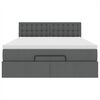 vidaXL Ottoman säng med madrass och LED-lampor mörkgrå 140x190 cm tyg
