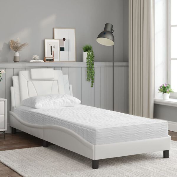 vidaXL Bed "Viana" with Mattress White 80x200 cm Faux Leather