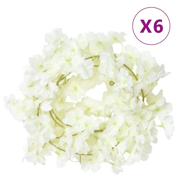 vidaXL Blomstergirlanger 6 st vit 180 cm