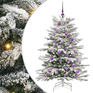 vidaXL Plast Hingad Julgran med LED -remsljus Vit 150 cm PE och PVC