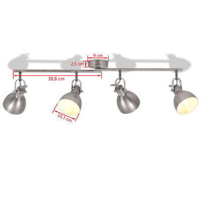 vidaXL Taklampa för 4 glödlampor E14 grå
