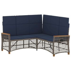 vidaXL Tr&auml;dg&aring;rds f&auml;llbar soffgrupp Gr&aring; och Marinbl&aring; 164 x 164 x 112 cm