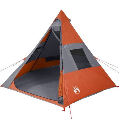 vidaXL Tipi-tält 7 personer grå och orange vattentätt