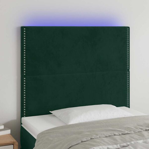 vidaXL S&auml;nggavel LED m&ouml;rkgr&ouml;n 100x5x118/128 cm sammet