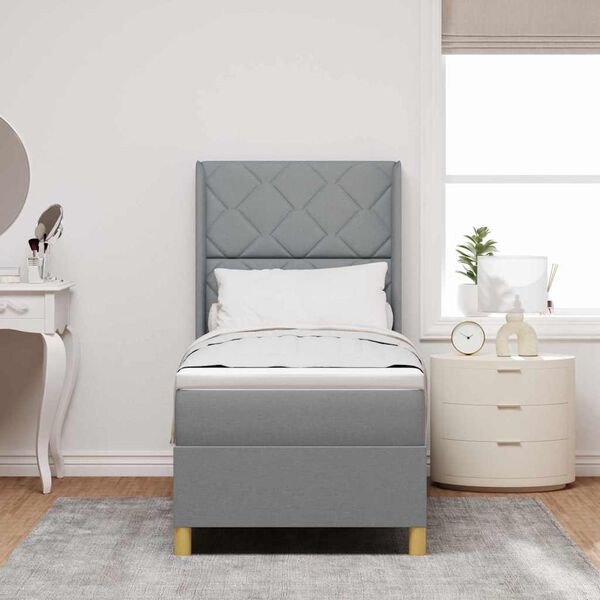 vidaXL B&auml;ddfj&auml;der med madrass med led Ljusgr&aring; 80 x 200 cm tyg