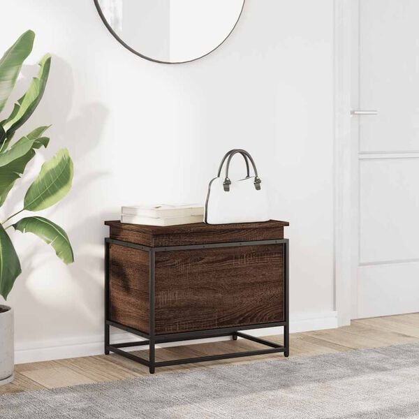 vidaXL F&ouml;rvaringsl&aring;da med lock brun ek 60x40x51,5 cm konstruerat tr&auml;