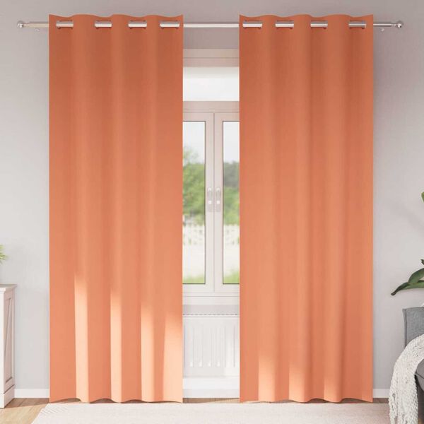 vidaXL M&ouml;rkl&auml;ggningsgardiner med Ringar 2 pcs Terracotta 225 x 140 cm