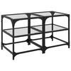 vidaXL Soffbord med transparent glasskiva 2 st 40x40x45 cm st&aring;l