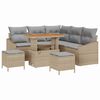 vidaXL Tr&auml;dg&aring;rdsoffset med kudde med lagring 8 pcs Beige Poly rattan