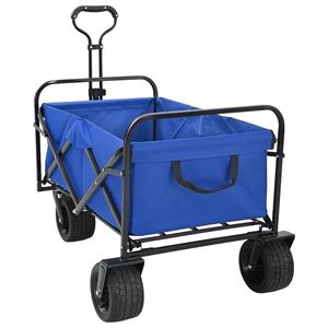 vidaXL Hopf&auml;llbar shoppingvagn med bromsar Bl&aring; 89 x 63 x 96 cm