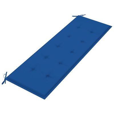 vidaXL Trädgårdsbänk med kungsblå dyna 150 cm massiv teak