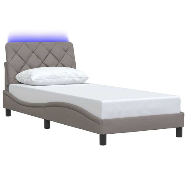 vidaXL Bed Frame with LED without Mattress Taupe 90x200 cm Fabric