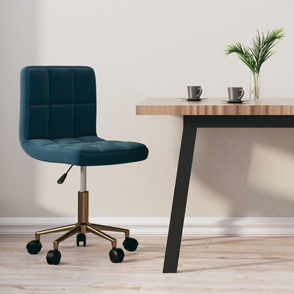 vidaXL Snurrbar matstol bl&aring; sammet