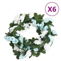vidaXL Konstgjorda girlanger 6 st blå och vit 240 cm