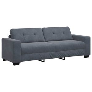 vidaXL 3-sitssoffa m&ouml;rkgr&aring; 220x78x80 cm sammet