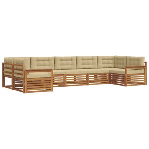 vidaXL Utomhussoffset med kudde 7 pcs Naturlig och Beige