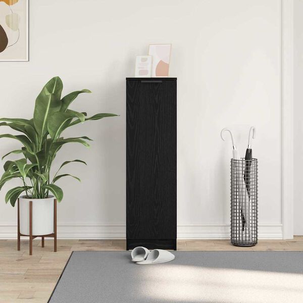 vidaXL Skosk&aring;p med hylla Svart Ek 29,5 x 35 x 101 cm Konstruerat tr&auml;