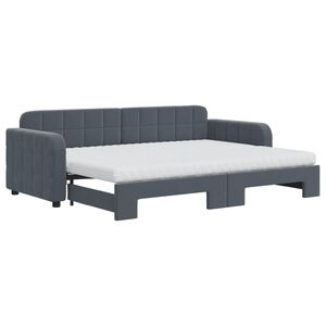 vidaXL Dagb&auml;dd utdragbar med madrasser m&ouml;rkgr&aring; 80x200 cm sammet
