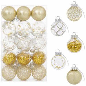 vidaXL Julbollset 30 st Guld &Oslash; 6 cm PET