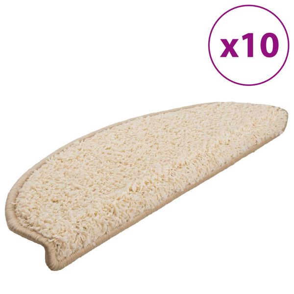 vidaXL Trappmattor 10 st 65x21x4 cm kr&auml;mf&auml;rgade halvrunda stora