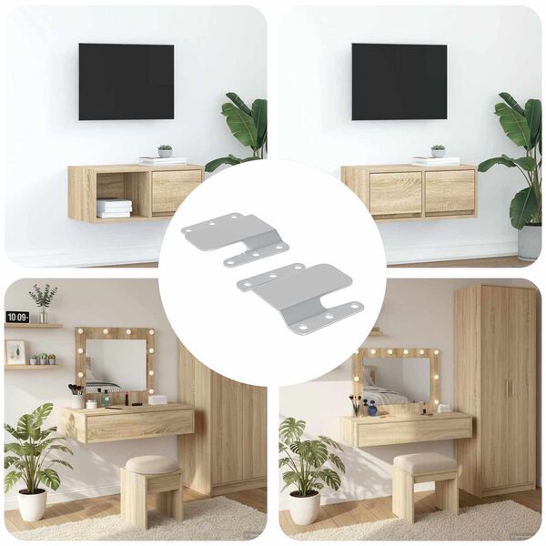 vidaXL Flush Mount-Bracket 2 pcs Silver 75 x 66 x 1,4 mm St&aring;l