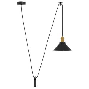 vidaXL Pendellampa h&ouml;jdjusterbar E27 blank svart &Oslash; 22 cm metall