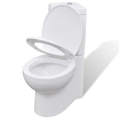 vidaXL Keramisk toalettstol i hörnmodell vit