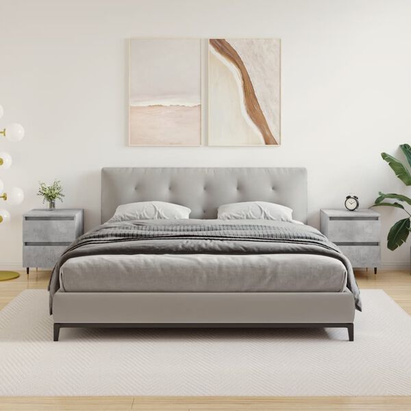 vidaXL S&auml;ngbord 2 st betonggr&aring; 40x35x50 cm konstruerat tr&auml;