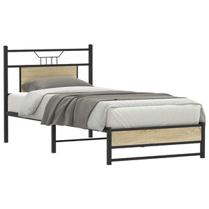 vidaXL S&auml;ngram utan madrass sonoma-ek 75x190 cm konstruerad tr&auml;