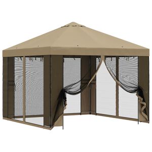 vidaXL Tr&auml;dg&aring;rdsgazebo med sidov&auml;ggar 3 x 3 m Beige Polyester och St&aring;l