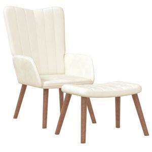 vidaXL Vilstol med fotpall gr&auml;ddvit sammet