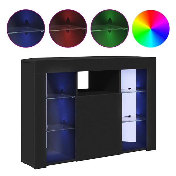 vidaXL H&ouml;rn LED TV-sk&aring;p V&auml;ggmonterad Svart 100x40x68cm Konstruerat tr&auml;