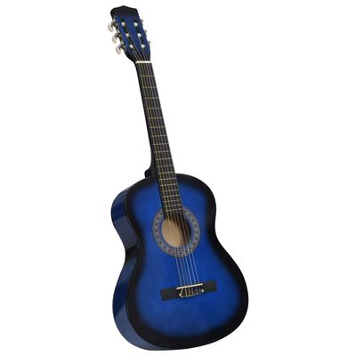 vidaXL Gitarr för barn och nybörjare 8 delar klassisk blå 3/4 36"