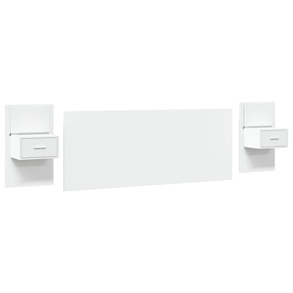 vidaXL Sänggavel med sängbord vit 200 cm konstruerat trä