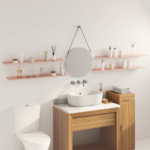 vidaXL Flytande hylla V&auml;ggmonterad 4 pcs Rosa 100 x 18 x 2,5 cm St&aring;l