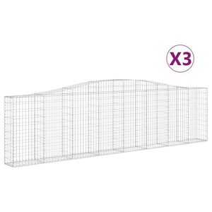 vidaXL Gabioner b&aring;gformade 3 st 400x30x100/120 cm galvaniserat j&auml;rn