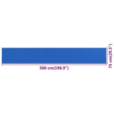 vidaXL Balkongskärm blå 75x500 cm HDPE