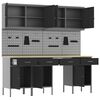 vidaXL Arbetsbänk med låda med lås 10 pcs Svart 200 x 55 x 200 cm Stål