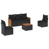 vidaXL Loungegrupp med dynor 6 delar svart konstrotting