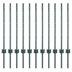 vidaXL Inb&auml;ddad staketpost 11 st Gr&ouml;n 120 cm Pulverlackerat st&aring;l